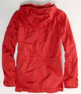 XL  NEW AMERICAN EAGLE COTTON RED TWILL NAUTICAL CARGO HOODIE COAT 