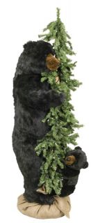 60 Ditz Pre Lit Christmas Tree w Baby and Mama Black Bear