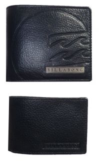 New in Box Billabong Mens Vault Black 2 in 1 Double Genuine Leather 