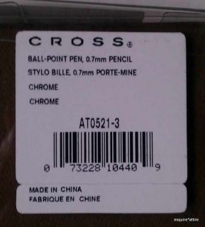 Cross Porte Mini Chrome Stylo Bille Ball Point Pen Pencil 0 7 mm 