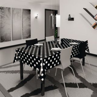 Black Polka Dot Vinyl Tablecloth Wipeable Free Delivery