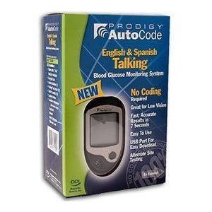 Prodigy Autocode Talking Blood Glucose Meter Kit English Spanish 