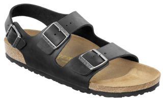 Birkenstock Milano Black Organic Leather Sandals Regular All Sizes 