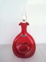 Bischoff Hand Blown Art Glass Mid Century Decanter Red