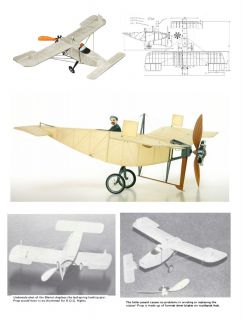 MODEL AIRPLANE PLAN FULL SIZE PRINTED PLAN PEANUT SCALE BLERIOT CANARD