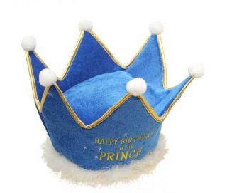 Plush Birthday Crown Blue Prince Child Novelty Gag Hat