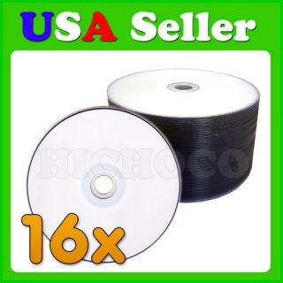 200 White Inkjet Printable Blank DVD R DVDR 16x Disc