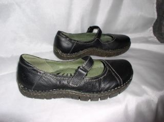 Womens Black Earth Medley Mary Janes Flats Shoes Velcro Leather Kalso 