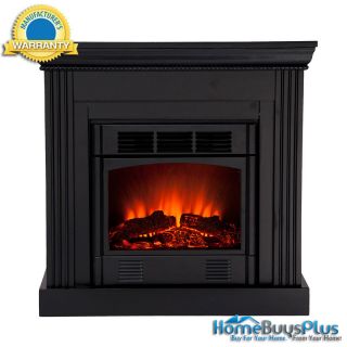 Helena Convertible Black Electric Fireplace w Remote Corner or Flat 