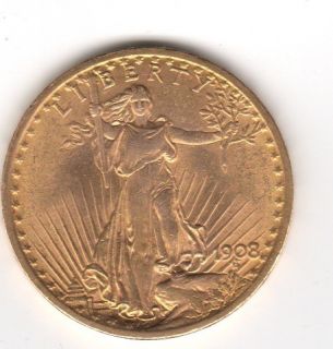1908 $20 Gold St Gaudens Double Eagle Nice