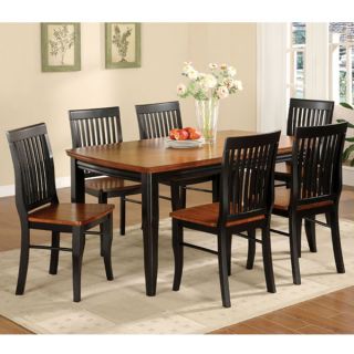Solid Wood Traditional Black & Oak Two Tone Finish Dining Set