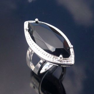   Vintage Victorian Silver Gemstone Ring Black Onyx Ring Size 7