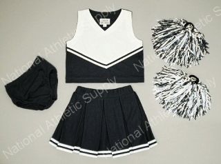 Youth Cheerleader Uniform Outfit Girl Size 4 Black Wht