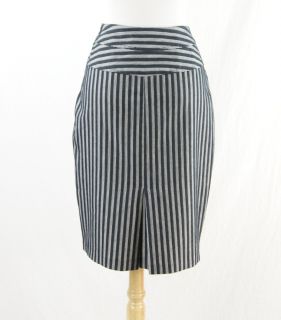 New Eva Franco Black and White Striped Stretch Pencil Skirt Size 6 