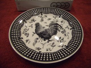 Myott Queens China Black Rooster Set of 4 Dinner Plates New in Box 