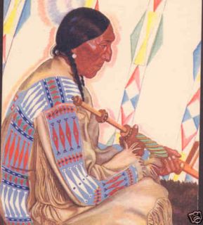 Sundance Blackfoot Indian Chief Reiss Railroad Postcard