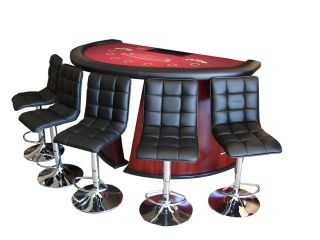 Blackjack Table Set with 6 Bar Stools and Custom Layout
