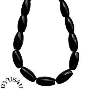Oval Blackstone Beads 12x6mm Black Charcoal 16 Strand