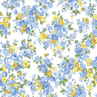 Moda Summer Breeze II Tiny Blue and Yellow Bouquet Fabric Quilt BTY 