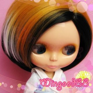 Colorful Blythe Doll Hair Wig Short Bob Highlight New