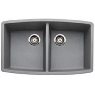 Blanco 440072 Undermount Equal Double Bowl Kitchen Sink Metallic Gray