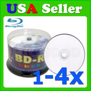   White Inkjet Printable BD R Blue Blu Ray Blank Disc in Spindle