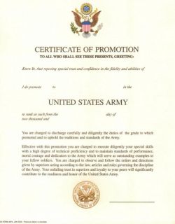 Original BLANK U S Army Certificate of Promotion with raised seal from 