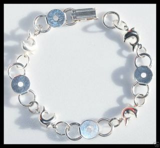 Unique Dolphin Silver Plated Link Bracelet Blank Form