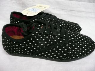 Womens Toms Cordones Black Dot Shoes All Sizes Brand New
