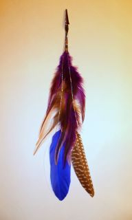 NEW Feather Hair Extensions Clip In B 189 Pheasant Bling String Blue 