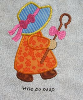 Little Bo Peep Nursery Rhymes Applique Embroidered Quilt Block by Amy 