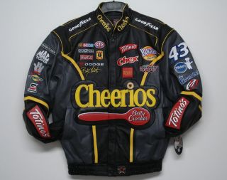 NASCAR Bobby Labonte Cheerios Black Leather Jacket M