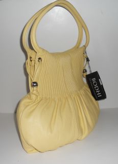 Large Bodhi Yellow Butterscotch Leather Shoulder Hobo Tote Bag Purse 
