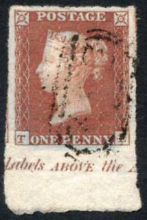 1841 Penny Red TE Marginal Inscription Lavender Paper