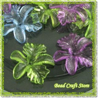 30pcs Plastic Green Purpl Blue Orchid Flower Beads
