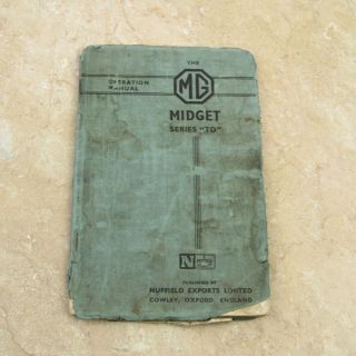  Vintage MG Midget Operating Manual Second Edition