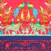 Auth Hermes Early America Vtg Silk Scarf Carre by F de La Perriere 