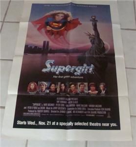 Supergirl starring Helen Slater 1984 Movie Theatre Poster