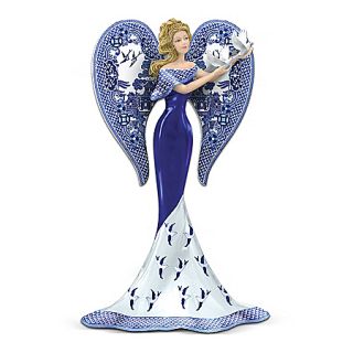   Two Lovers Angel Figurine Inspired By The Blue Willow China Pattern
