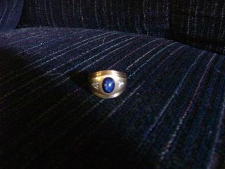 Mens 14k Blue Star Sapphire Wedding Ring with with Diamonds