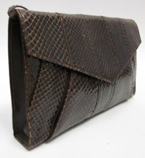 barbara bolan brown python clutch shoulder handbag