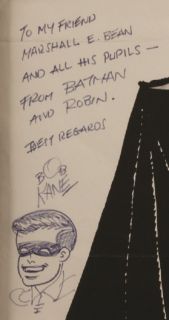 Bob Kane Signed Hand Drawn Batman and Robin Gallery Art