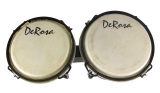 Dark Stained Hardwood Tunable Bongo Drums 7` 8`