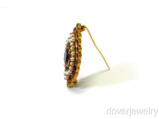 Antique 8 00ct 18K Gold Garnet Pearl Large Pin Booch