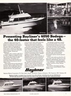 Bayliner 4050 Bodega Cruiser 1977 Print Ad