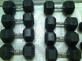 Body Solid SDRS650 55 75 Pound Rubber Hex Dumbbell Set