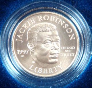1997 w $5 Jackie Robinson Gold Commemorative Coin RARE