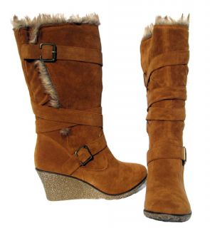 New Womens Designer Snow Winter Boots Brown Tan Shoes Ladies Size 6 