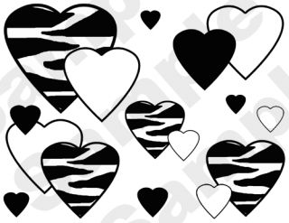 Zebra Hearts Wall Paper Border Teen Childrens Abstract Art Stickers 
