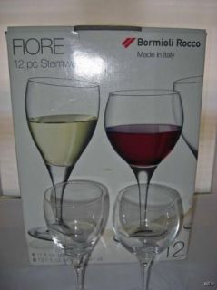 New Set 12 Bormioli Rocco Fiore Wine Glasses Goblets Stemware Italy 